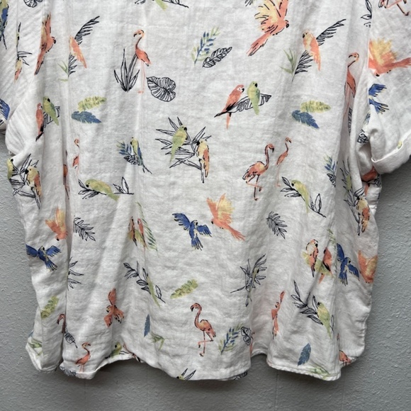 CJ Banks Bird Print Gauzy Button Shirt Womens 3X Novelty Beach Coastal Nautical - Picture 8 of 11